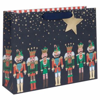 Paper Salad Navy Nutcracker Large Landscape Christmas Gift Bag
