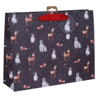 Frosty Festive Friends Landscape Large Christmas Gift Bag