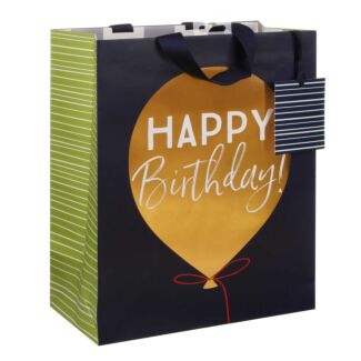 Happy Birthday Golden Balloon Large Gift Bag
