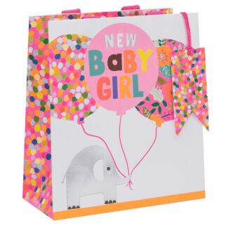 Paper Salad Elephants ‘New Baby Girl’ Medium Gift Bag