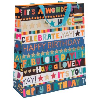 Paper Salad Birthday Blue Stripe Extra Large Birthday Gift Bag