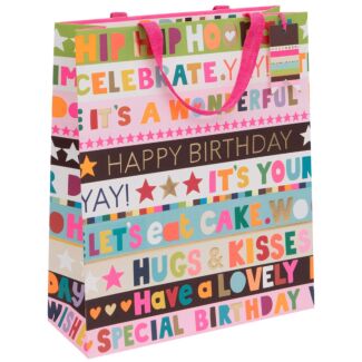 Paper Salad Birthday Pink Stripe Extra Large Birthday Gift Bag 