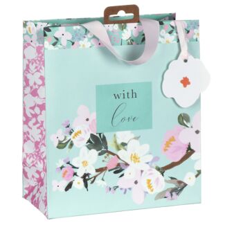 Stephanie Dyment Aqua Floral Medium Gift Bag