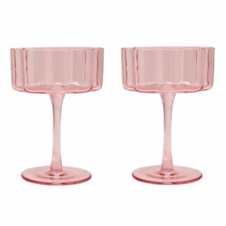 Hestia Set of 2 Pink Scalloped Martini Glasses