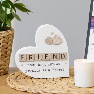 Friend Scrabble Sentiment Freestanding Heart