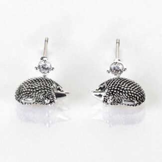 Country Hedgehog Silver Plated Earrings