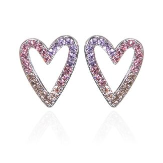 Silver Plated Elegant Pastels Heart Stud Earrings