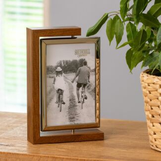 Dark Wood Look 4x6 Rotating Portrait Photo Frame