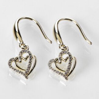 Gold Plated Entangled Hearts Earrings