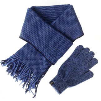 Men’s Blue Luxury Scarf & Gloves Boxed Set