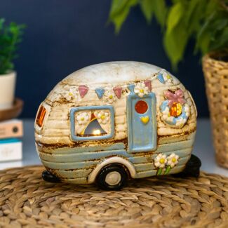 Pale Blue Caravan Tealight Holder