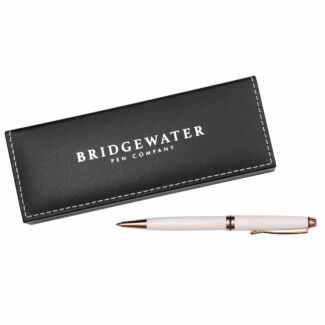 Bridgewater Pen Company Winchester White & Rose Gold Boxed Slim Retractable Ballpoint Pen