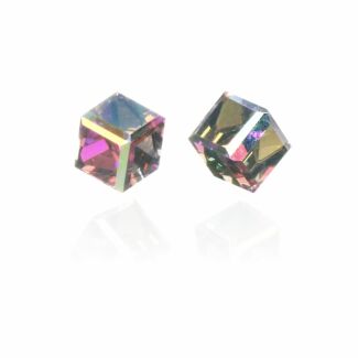 Silver Plated Pure Elegance Clear Cube Stud Earrings