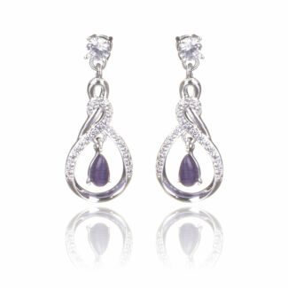 Silver Plated Purple Moonstone Swirl Earrings 
