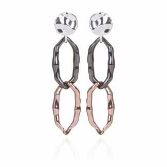 Contemporary Molten Three Tone Earrings