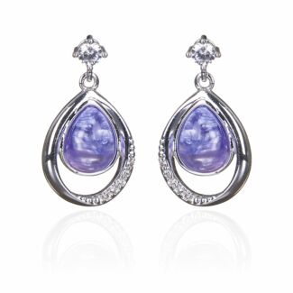 Silver Plated Candy Purple Twisted Teardrop Earrings