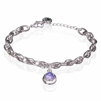 Silver Plated Candy Purple Twisted Teardrop Bracelet