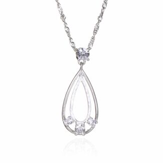 Silver Plated Ice Double Teardrop Necklace