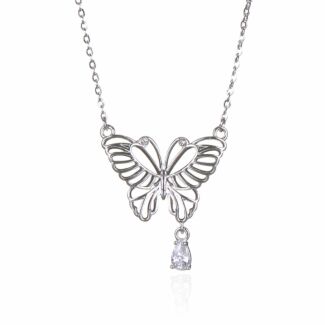 Silver Plated Filigree Butterfly Necklace