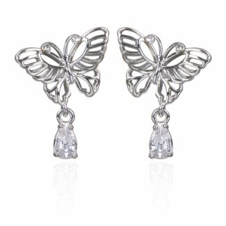 Silver Plated Filigree Butterfly Earrings