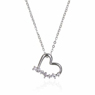Silver Plated Te Amo Freestyle Heart Necklace