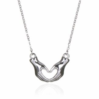 Silver Plated Heart In Your Hands Necklace