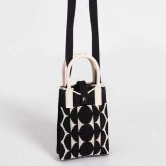 Monochrome Circles Knit Phone Bag