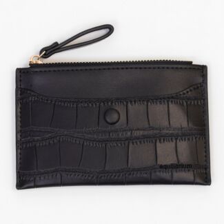 Black Mock Croc Card & Coin Purse