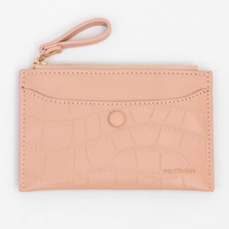 Nude Mock Croc Card & Coin Purse