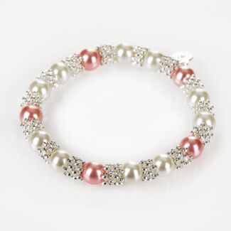Silver Plated Pink Pearl Lace Bracelet