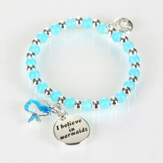 Girls Silver Plated Blue Mystical Bead Bracelet