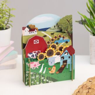 Farm With Sunflowers 3D Pop Up Card