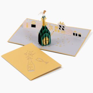 Kirigami ‘Sparkling Wishes’ Champagne Bottle 3D Pop-up Card