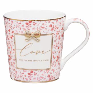 Pink Floral ‘Love You To The Moon’ Fine China Mug