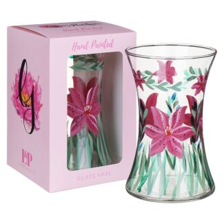 Hand Painted Lily Hourglass Vase