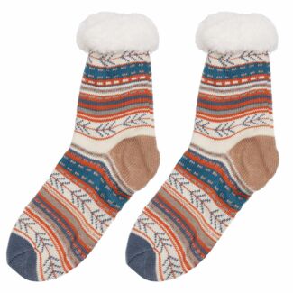 Cozy Cream Aztec Patterned Women’s Slipper Socks