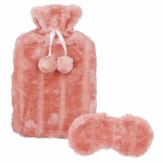 Cozy Pink Hot Water Bottle And Eye Mask