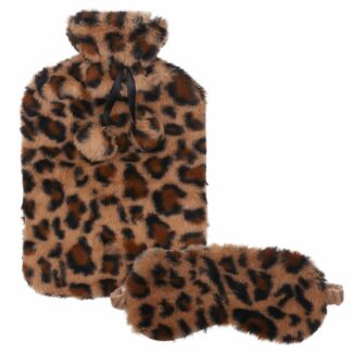 Cozy Leopard Print Hot Water Bottle And Eye Mask