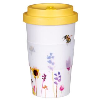 Yellow Bumblebees Floral Travel Mug