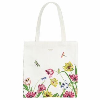 Dragonflies and Tulips Canvas Book Tote