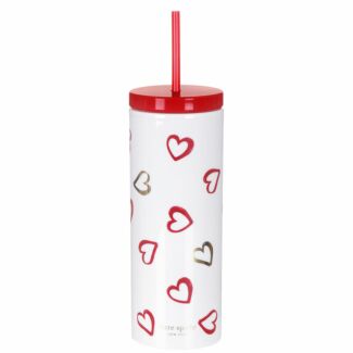 Brushstroke Hearts Acrylic Tumbler With Straw