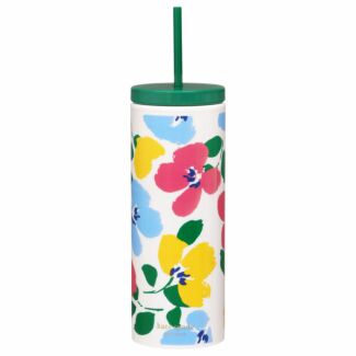 Painterly Bouquet Acrylic Tumbler with Straw
