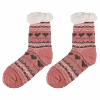 Cozy Pink Hearts Slipper Socks