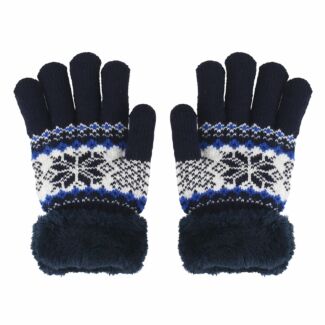 Cozy Navy Fair Isle Snowflake Children's Gloves