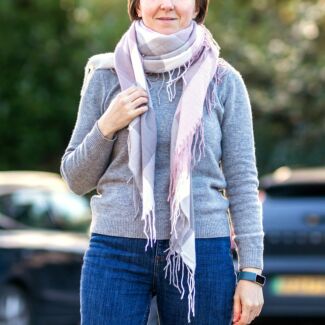 Cozy Pink Block Winter Scarf