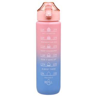 Peach & Blue Motivational Water Bottle