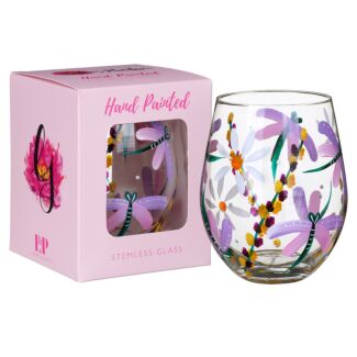 Dragonflies & Daises Stemless Glass