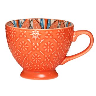 Tuscany Orange Footed Ceramic Mug