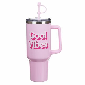 Cool Vibes Pink 1200ml Travel Tumbler with Straw