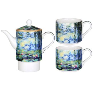 Monet Water Lilies Tea For Two Stacking Teapot & Mugs